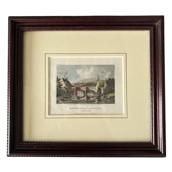 Antique 1818 Print "Bishop's Bridge, Norwich, NorfolkEngland W.H. Bartlett